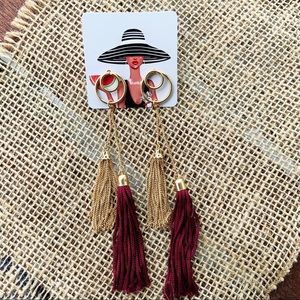 CUT OUT CIRCLE TASSEL EARRINGS (A7)